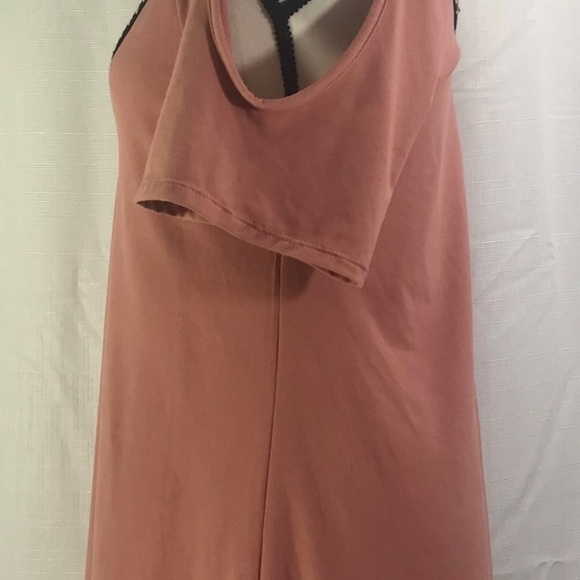 Poof Soft Dusty Pink Back Tie Short Sleeve Cover Up Midi Dress Size Small EUC - Picture 3 of 6